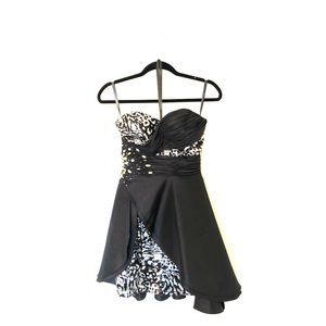 Black &Silver Strapless Formal Dress